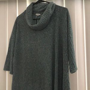 Cowl neck high low sweater